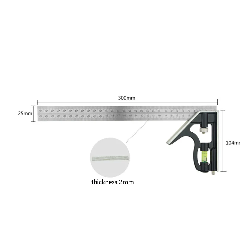 Точные измерительные инструменты из нержавеющей стали алюминиевые комбинированные квадратные инструменты для мастерской Diy аппаратный угол спиртовой уровень 1"(300 мм