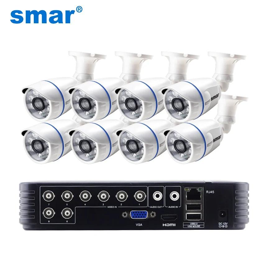 Smar 8CH DVR 720P/1080P HDMI CCTV System Video Recorder 8PCS Home Security Waterproof Night Vision  - 32952583848
