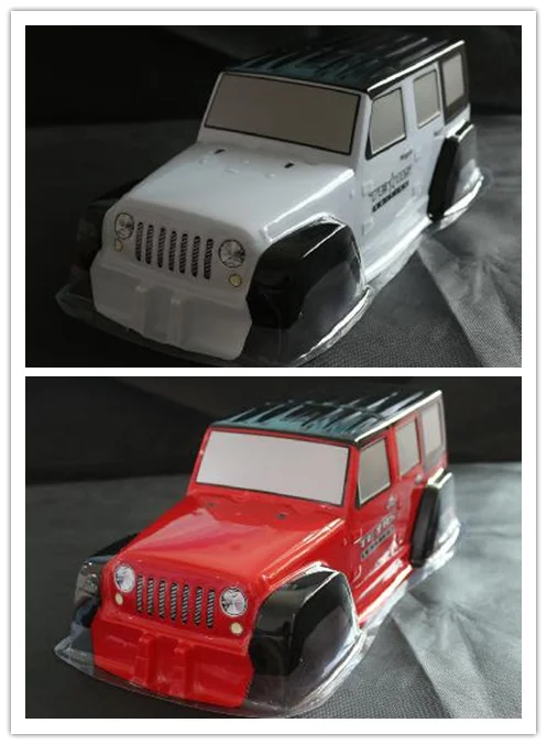 2 шт. 1/10 RC 313 мм Колесная база Jeep Wrangler Rubicon ПВХ корпус для Рок Гусеничный осевой SCX10 D90 TAMIYA CC01 hsp Monster truck - Цвет: red and white