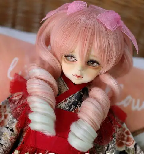 

New 1/4 -KID,MSD,DOC,LATI-BLUE,DZ,BJD Wig 18-18.5cm Sweet Pink Princess Wig
