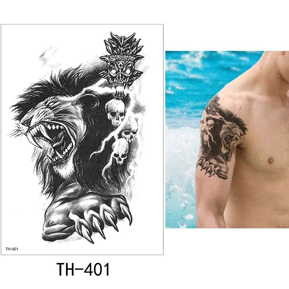 TH-401 Glaryyears 1 лист, временная татуировка, наклейка, модная Татуировка, Лев, флеш-тату, водонепроницаемый, маленькое боди-арт, для мужчин и женщин, TH Link 10 - Цвет: TH-401