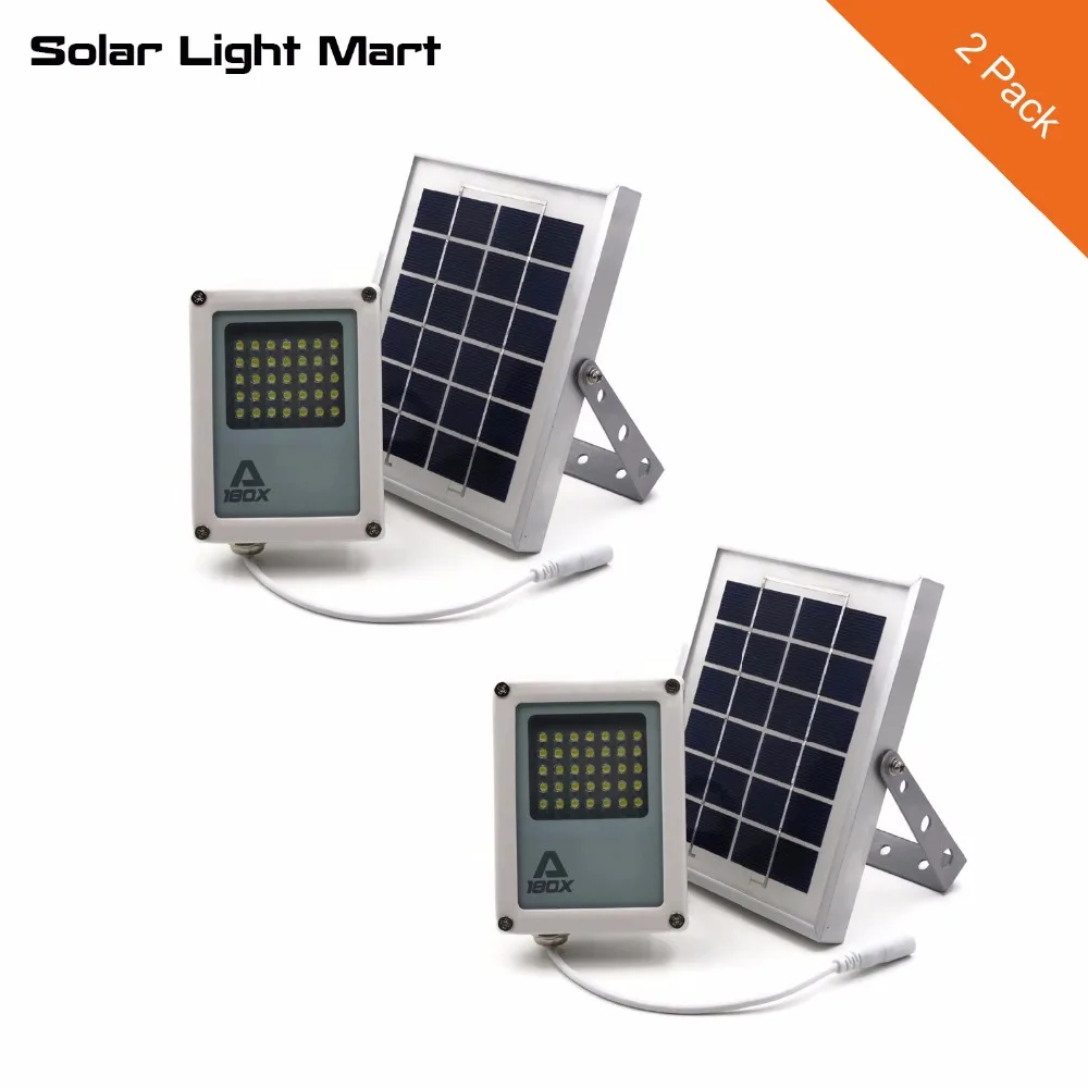 

Solar Light Mart 2 Pack-Mini Alpha 180X Waterproof Outdoor Automatic Solar LED Flood Light with 3 Power Modes for Garden Yard