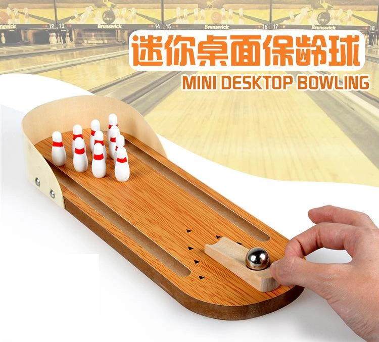 Mini Desktop Bowling Toy Wooden Tabletop Bowling Game Desk Ball Game for Party Home School