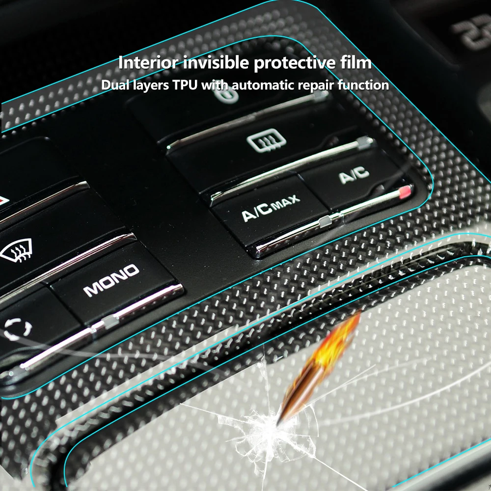 Car Center Console Control Gear Panel Kit Interior Invisible Protective Film Sticker for Porsche Cayenne 2010-2016 Accessories