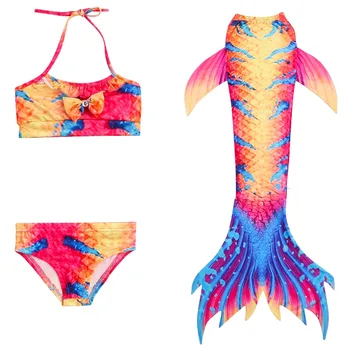 

New 2018 Mermaid Tail Swimsuit Bikini Set Girls Children Swimwear Cosplay Bathing Suits Beach Wear Biquni 4-12years old baby