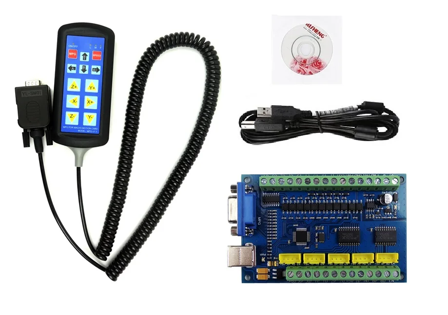 MACH3 USB 5 Axis 100KHz USBCNC Smooth Stepper Motion Controller Tarjeta de conexión + 1 Uds. Mango