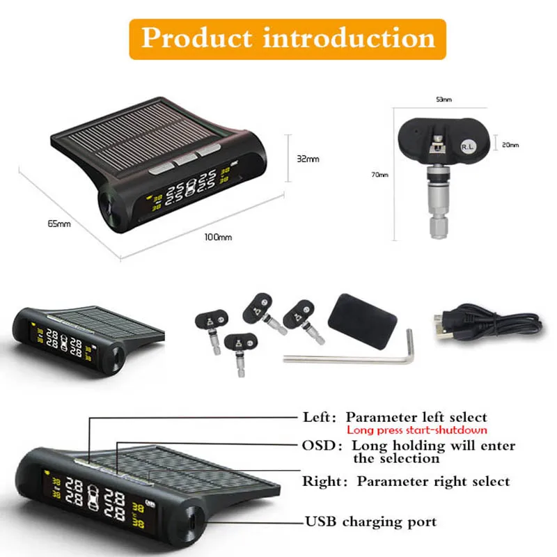 AfmoDVR TPMS солнечная система контроля давления в шинах мощность универсальные