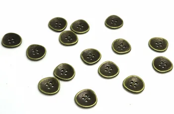 

2017 12*12mm Sewing Metal Buttons Jean Button Silver Tone 4 Holes Round 50pcs