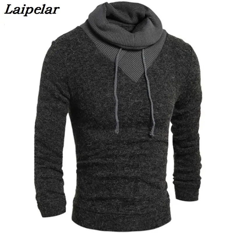 Sweater Pullover Men  Male Brand Casual Slim Sweaters Classic High Collar Simple Solid Color Men Sweater Laipelar