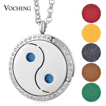 

10pcs/lot Aromatherapy Locket Necklace 316L Stainless Steel 30mm Magnetic Pendant with Crystal without Felt Pads VA-329*10