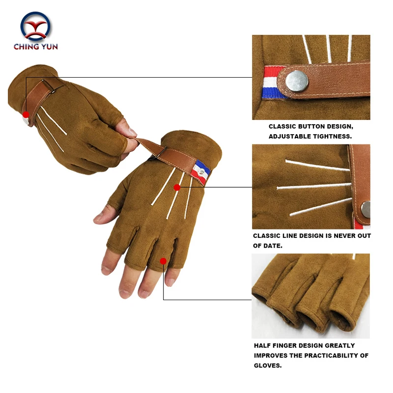 CHING YUN Half Finger Gloves Women&Men Elastic Breathable Semi-finger unisex Gloves Outdoor Ridding Climbing Sunscreen Mitten