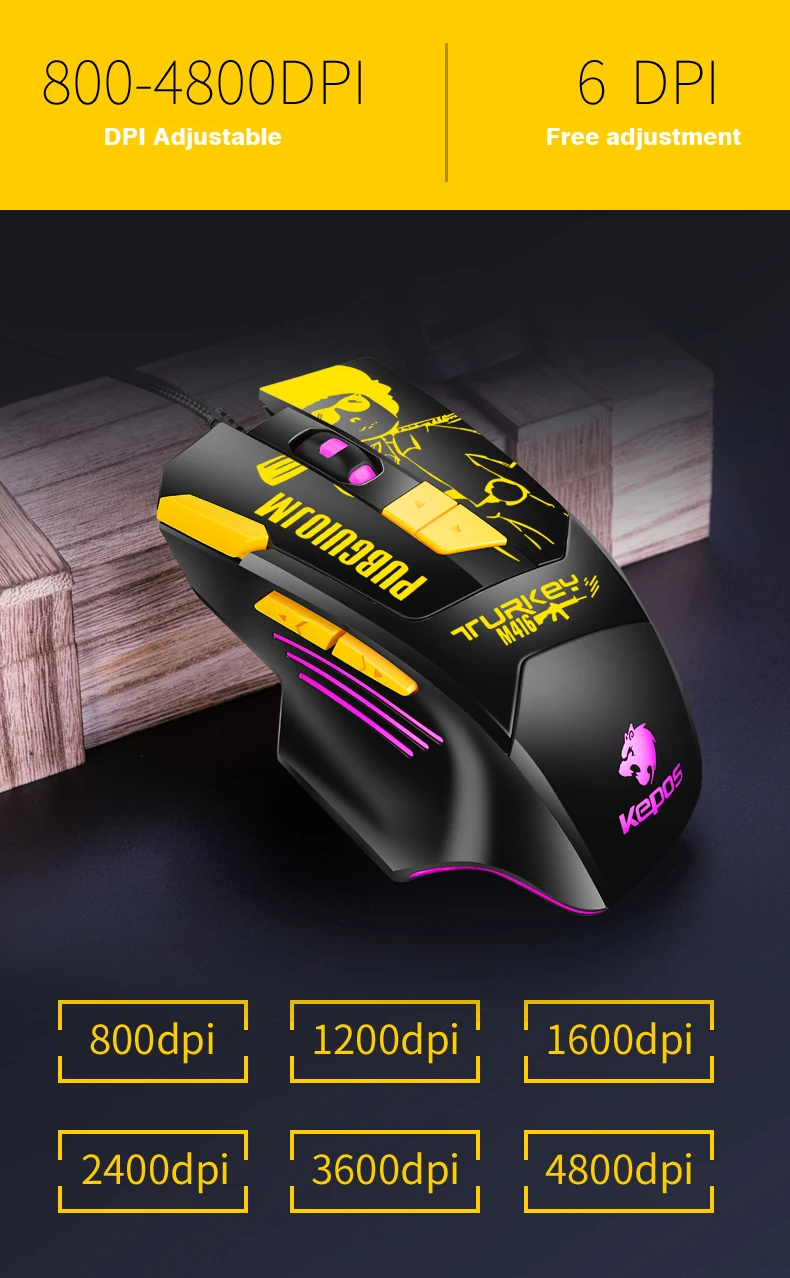 RGB8 USB wired optical gaming mouse in net bar Playerunknown's Battlegrounds