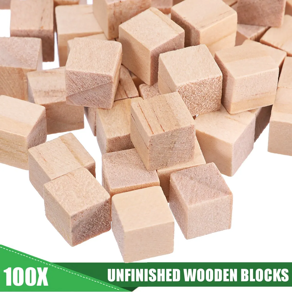 

100PCS Wooden Blocks Set Educational Toys Model Building Toy DIY Handicrafts Square Pieces Children Gifts Teaching Kit 1/2/2.5cm