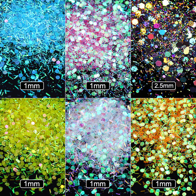 Holographic Shiny Nail Glitter Powder Flakes Nail Paillette Stripe Sequins Powder Nail Art Decoration Accessories Tips