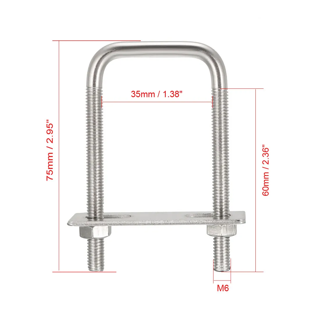 Uxcell 2 шт./лот из нержавеющей стали M6 квадратные u-болты для 20 мм 25 мм 30 мм 31 мм 35 мм 40 мм 45 мм Труба Диаметр Гайка Болт w гайки рамка ремни