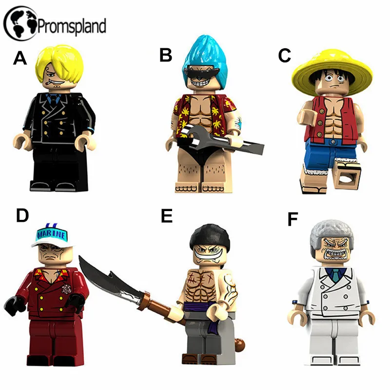 6pcs Anime One Piece Mini Figures Luffy/Sanji/Franky/Edward NewgateBuilding Blocks Compatible With LegoINGlys Toys 4.5cm | Игрушки и