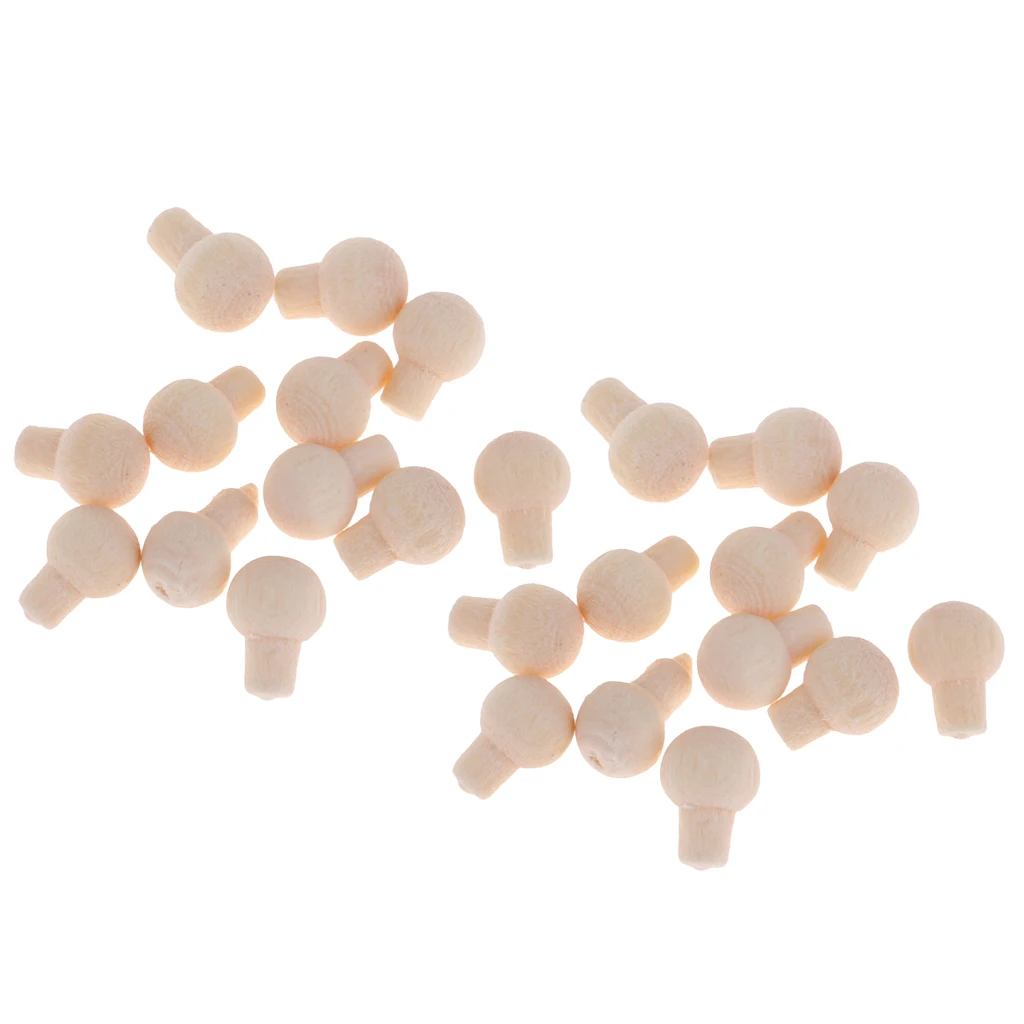 24Pcs 1/12 Dollhouse Miniature Hardware Unpainted Wooden Rounded Pull Handle