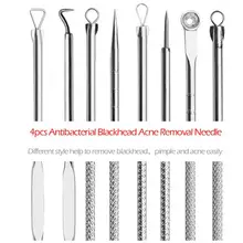 Очиститель пор 4 шт./компл. профессиональные удаление угрей комплект экстрактор для прыщей Нержавеющая сталь иглы инструмент Средство для устранения черных точек инструмент