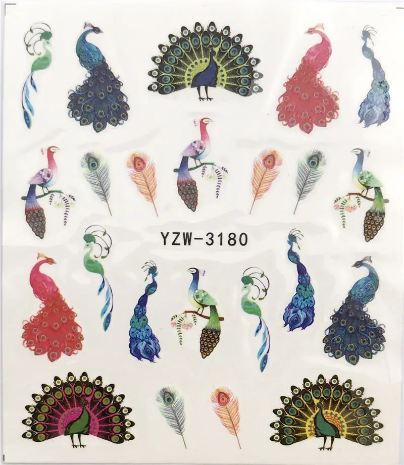 WUF 30 дизайнов Водные Наклейки слайдер Лето джунгли Фламинго попугай Флора водяной знак наклейки для ногтей украшения обертывания маникюр
