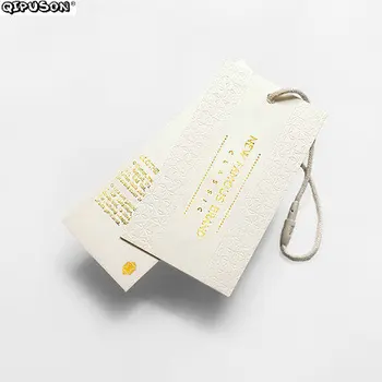 

PK015 custom shape tag design hang tag printing Custom gold foil hang tag kids labels clothes printed personal logo for clothing