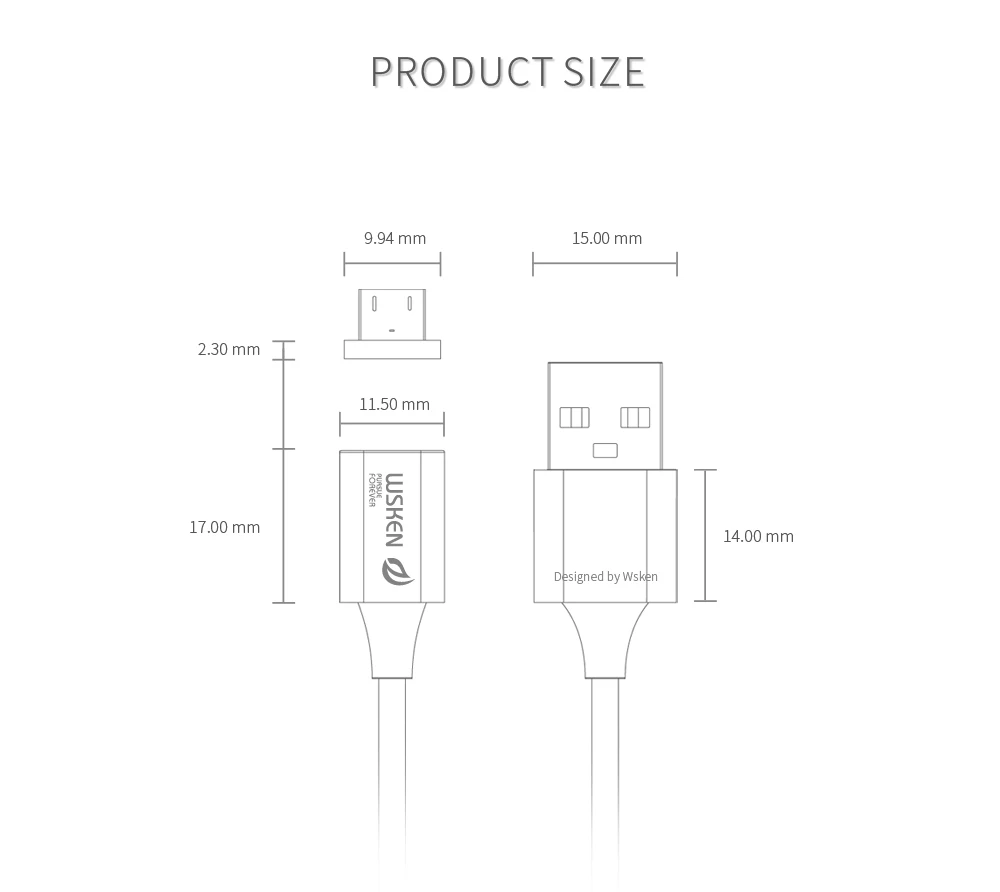 WSKEN Lite1 микро USB кабель Быстрая зарядка Магнитный кабель USB Магнитная Зарядка для iPhone зарядный кабель 1 м