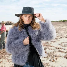 Установка страуса Мода размера плюс винтажная мода шуба XS, S, M, L, XL, 2XL, 3XL, 4XL, 5XL, 6XL, 7XL розовый, зеленый, белый, фиолетовый