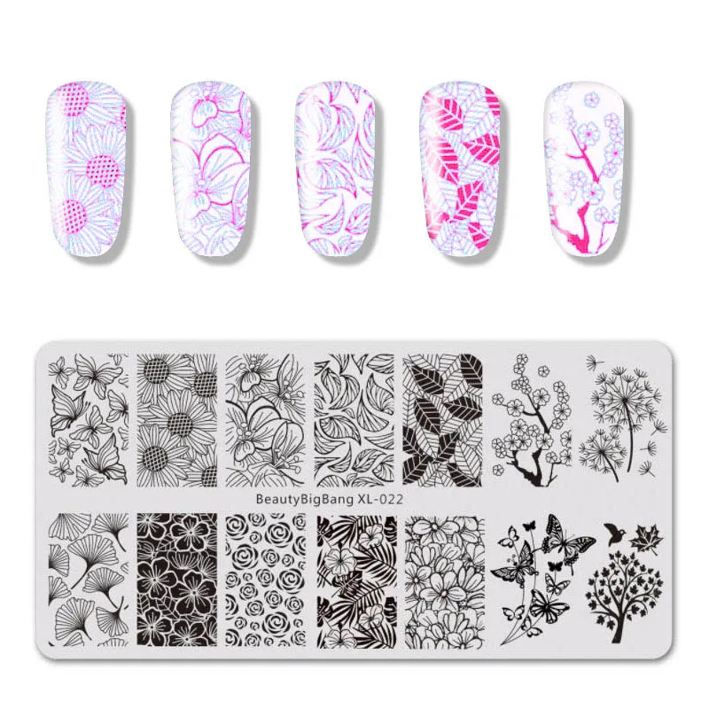 

1pc Stamp For Nail Stamping Plates Flowers Leaves Rain Couple 2 Designs Stencils Stamp For Nails Polish Mold Manicure Tools