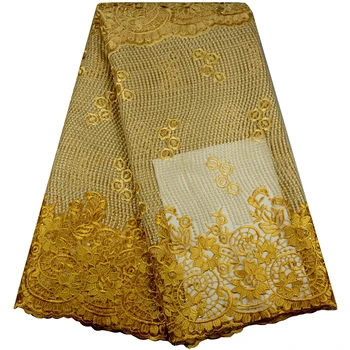 

African Lace Fabric With Beaded High Class Embroidered Design African French Tulle Lace Fabric For Clothing 5 Yards A583