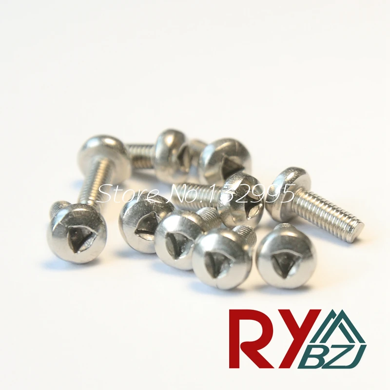 

100pcs/lot M3/M4*6/8/10/12/16 Stainless Steel A2 Triangle drive Pan Head Anti-theft Screw, Pan Head triangle socket screw
