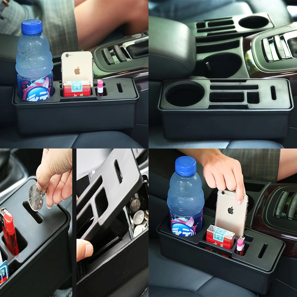 YOSOLO Seat Crevice Storage Box Car Organizer Coin Drink Phone Cigarette Holder Container Auto Seat Gap Organizer Accessories