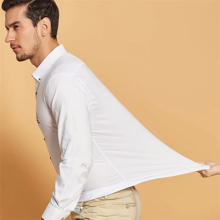 Брендовые мужские рубашки Модальные модные повседневные деловые рубашки с длинными рукавами высокого качества мужские рубашки M647