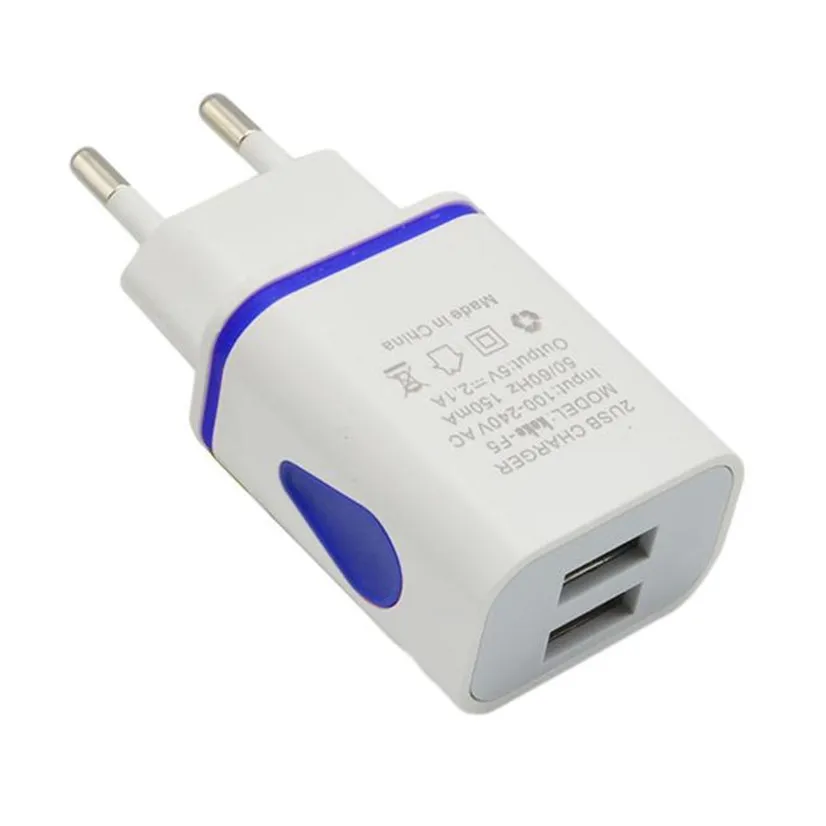 

LED USB 2 Port Wall Home Travel AC Charger Adapter For S7 EU Plug MOSUNX Futural Digital MAY1