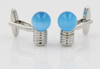 

10pairs/lot Novelty Blue/White Crystal Bulb Cufflinks Lamp Cuff Links Mens Shirt Cuff Buttons Men's Jewelry Accessory Gift