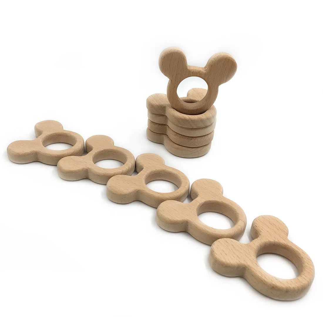 Wooden Teether 10pc Nature Baby Teething Toy Organic Eco friendly Wood