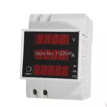 

Din rail voltmeter ammeter with active and reactive power and power factor Din-rail AC 80-300V 0-100A built-in transformer