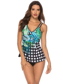 

2019 Tank Top Palm Tree Bikini High Rise Double Push Up Bikini Maios Large size swimwear Colaless vintage Indoor Swimsuit