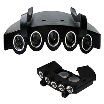 

Outdoor Travel Night Safe and Convenient Headlamps Clip-On 5-LED Head Lights Hands-free Cap Hat Clip Lamp Flash / Steady ON