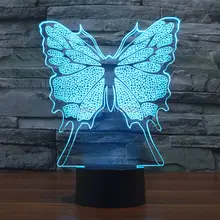Free Ship Glowing 7 Color Changing Insect Butterfly 3D Acrylic LED Night Light USB LED Decorative Table Lamp Baby Desk Lighting