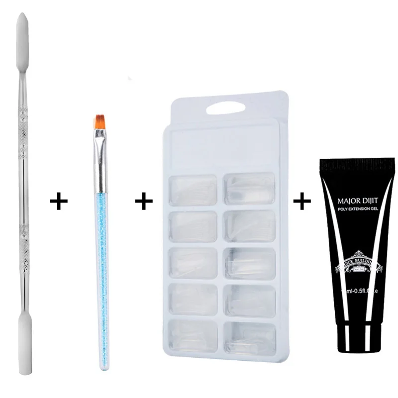 15ML 4pc Poly Gel Set Manicure Quick Extension UV Builder Double Head Nail Art Spatula Rod Brush False Nails New Polygel Kit | Красота и
