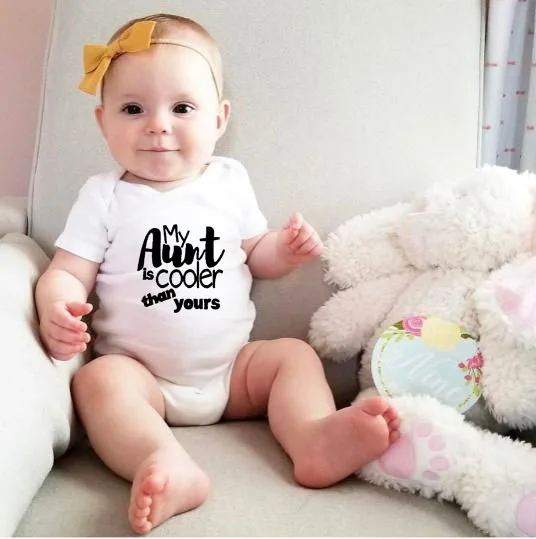 

My Aunt Is Cooler Than Yours Summer Baby Funny Letter Print Bodysuit Infant Boys Girls Jumpsuit Newborn Cute Clothes