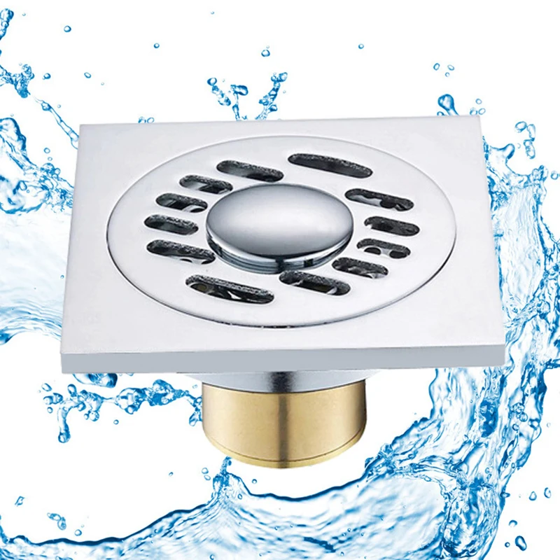 SRJ Floor Drain Copper Bathroom Shower Drain Plug Single And Double Use Chrome-Plated Bathroom With Odor-Resistant Floor Drain