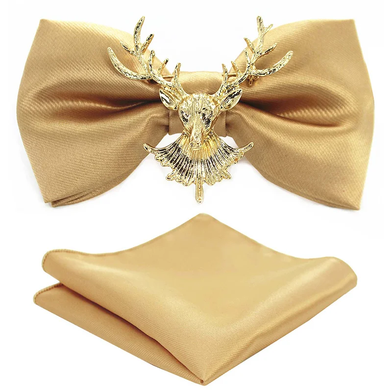 Регулируемый мужской галстук-бабочка металлический крыло бабочка Карманный платок полотенце платок подарочный набор Формальные шеи галстуки свадебные аксессуары - Цвет: 44