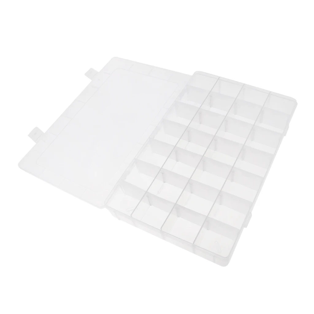 Plastic Storage Box Adjustable Dividers Bead Jewelry Case Carfts Hair Bands Storage Home Organizer & 28 Small Grids 34×21.5×5cm