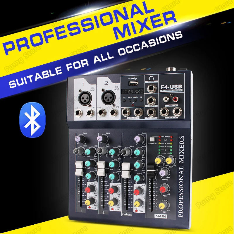 

JIY Bluetooth Digital Microphone DJ Mixers Effects Processor Console Phantom Professional Karaoke stage Audio Amplifier With USB