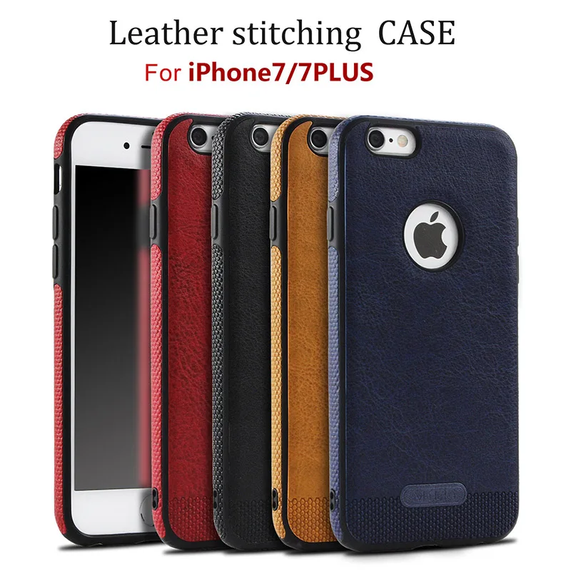 

Business Leather Pattern Stitching Phone Case For iPhone XS Max Xr Case For iPhone 7 8 Plus TPU Solid color Soft Shell F48