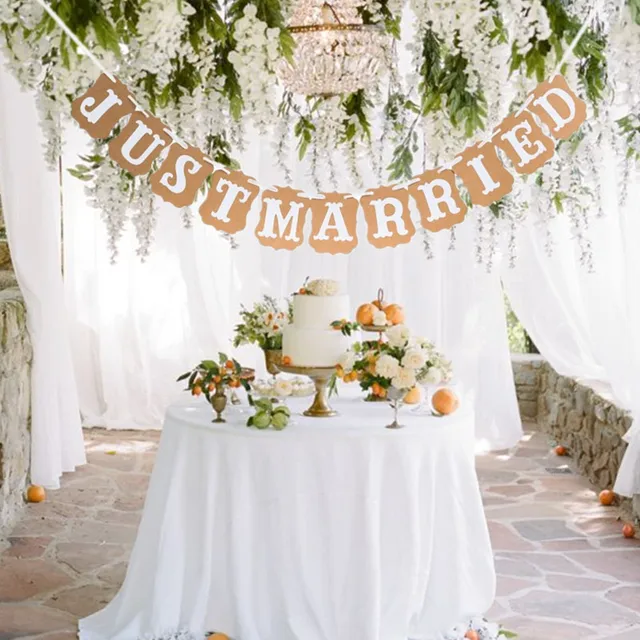 decoración de la boda vintage apenas casado boda banner foto booth