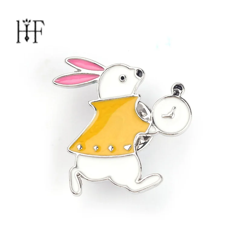 

New Arrived Alice in wonderland Brooch Pins Rabbit Hat Enamel Pin Animal Brooches for Women Broche Birthday Gift Garment Brooch
