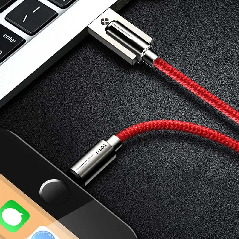 TOTU цинковый сплав USB кабель для iPhone X 8 7 6 быстрая зарядка данных зарядное устройство для iPhone Xs Max XR iPad провод Шнур кабель для мобильного телефона - Цвет: Red