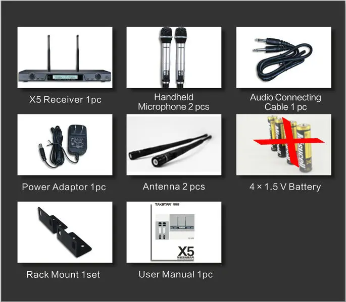 RF ЖК-дисплей Топ бутик TAKSTAR X5 UHF Беспроводной микрофон Системы профессиональный караоке микрофон, микрофон 50% EMS/DHL