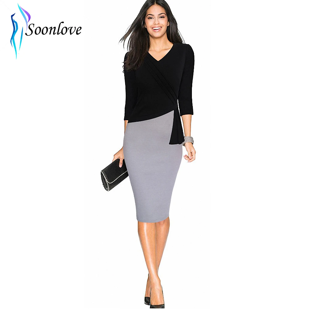 New Mature Elegant Warm Stylish Wiggle Work dress Office Bodycon Female ...